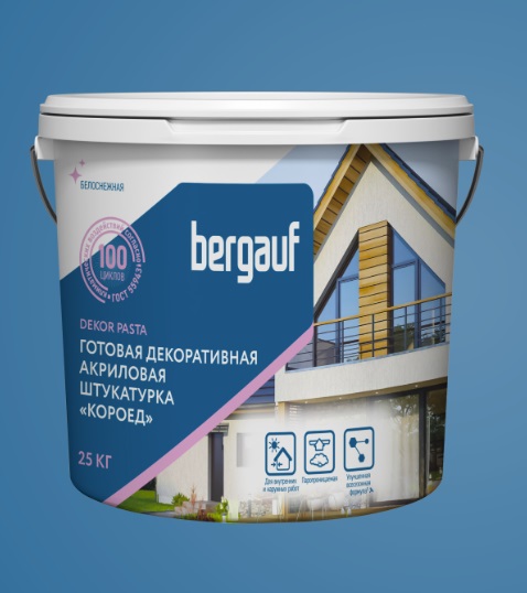 Bergauf Dekor Pasta Штукатурка готовая декоративная короед 2мм ЛЕТО-ЗИМА 25кг/24под